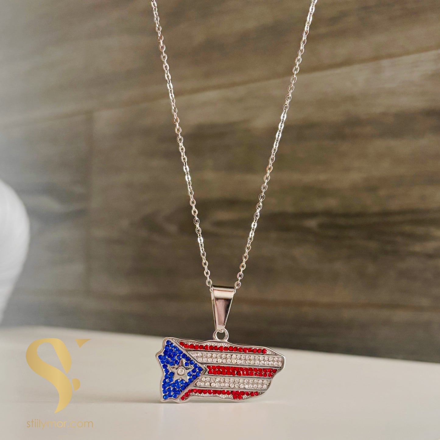 Charm mapa PR plateado