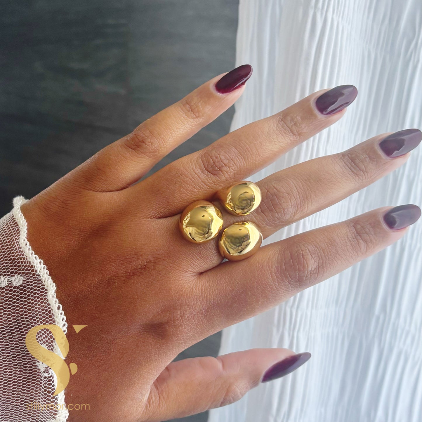 Anillo Chunky triple balin 6-10