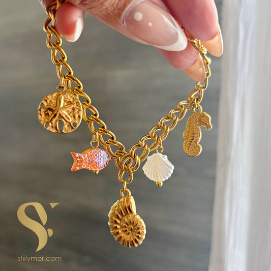 pulsera Dorada con Dijes Marinos