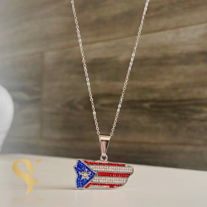 Charm mapa PR plateado