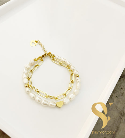 double fresh pearls bracelet
