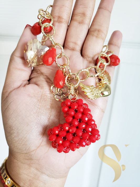 Handmade crystal heart bracelete (RED)
