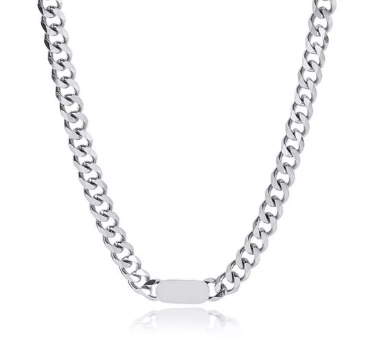 Rectangle charm necklace silver